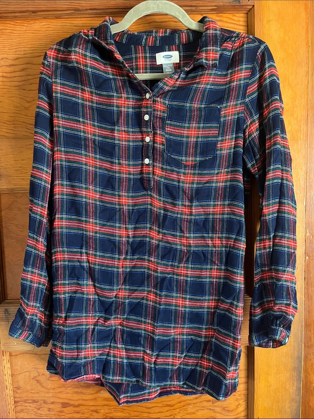 Old Navy Navy, Red & Green Plaid Button-Up Tunic